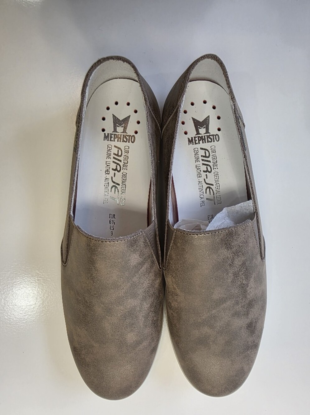 Mephisto Air-Jet Metallic Leather Slip On Shoes US 9